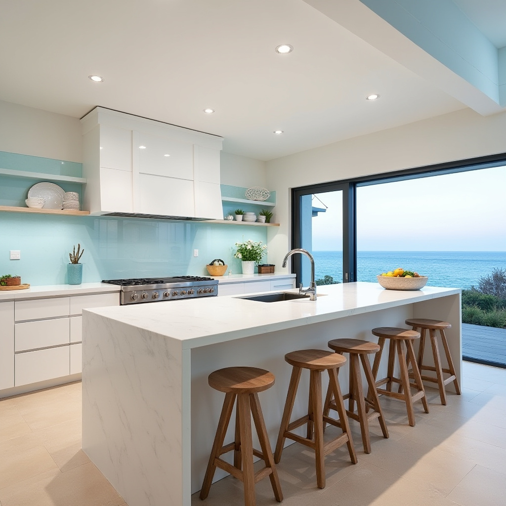 Coastal California Kitchen with Ocean Views