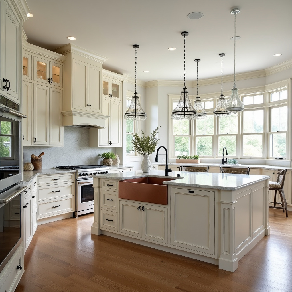Classic Southern Kitchen with Bay Windows