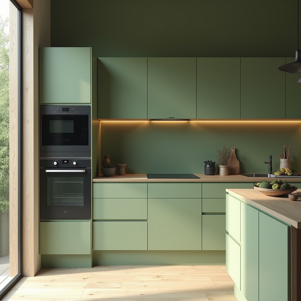 zen-inspired matcha green kitchen