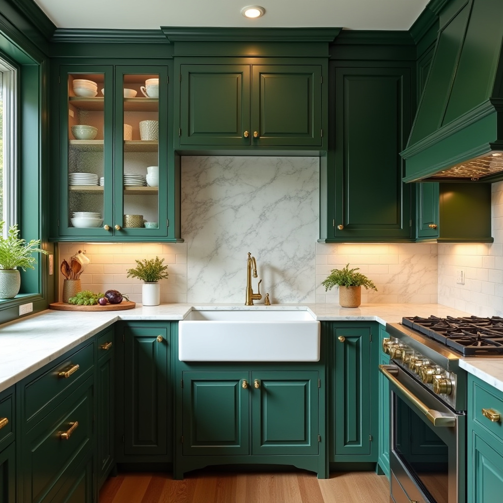 traditional hunter green kitchen