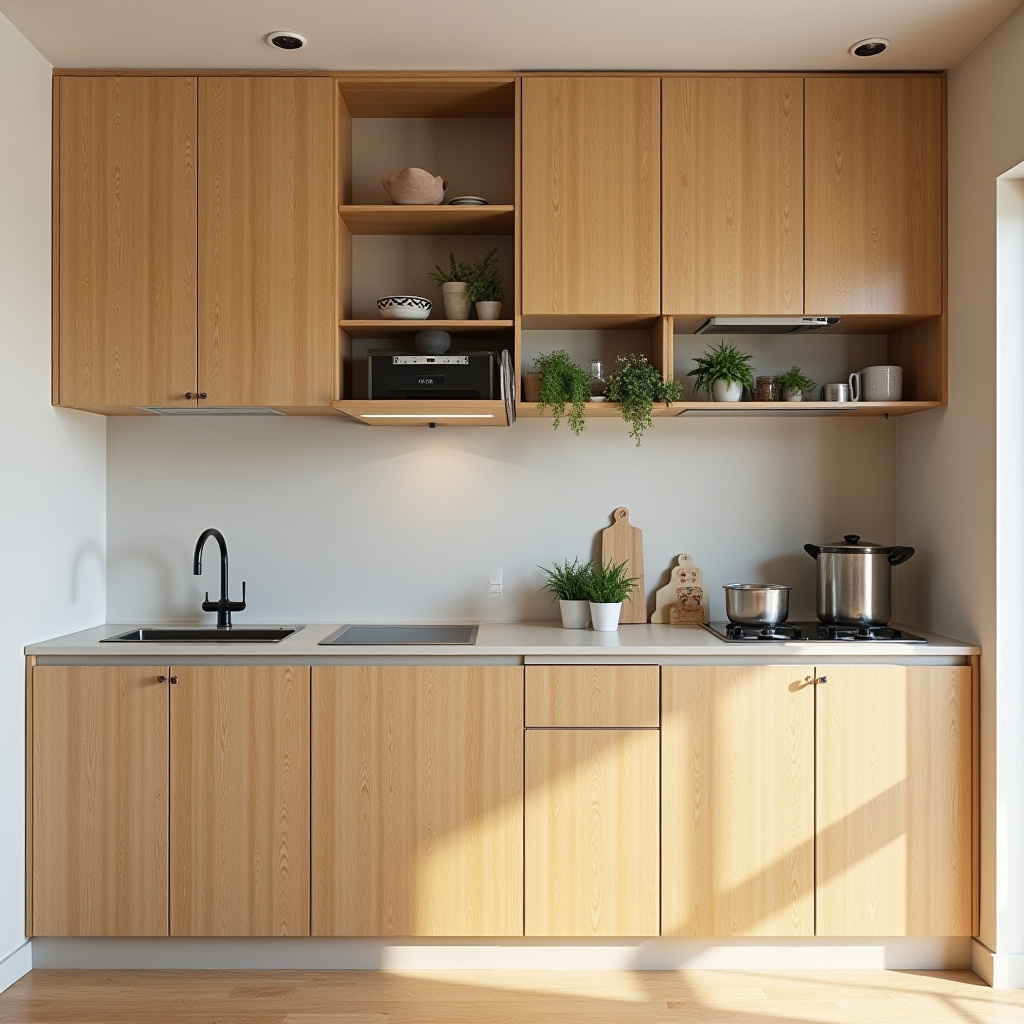 Japanese style bamboo kitchen cabinets