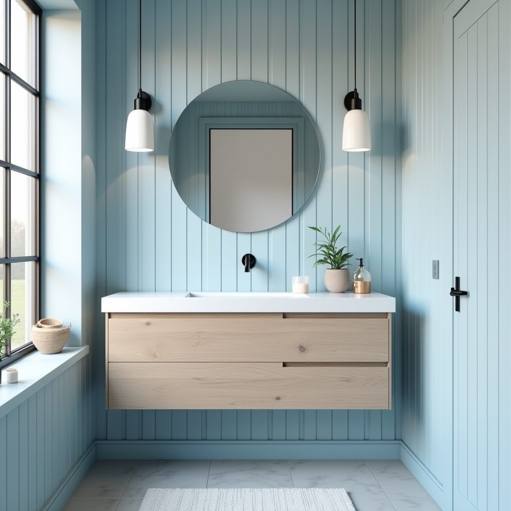 small blue bathroom Scandinavian design