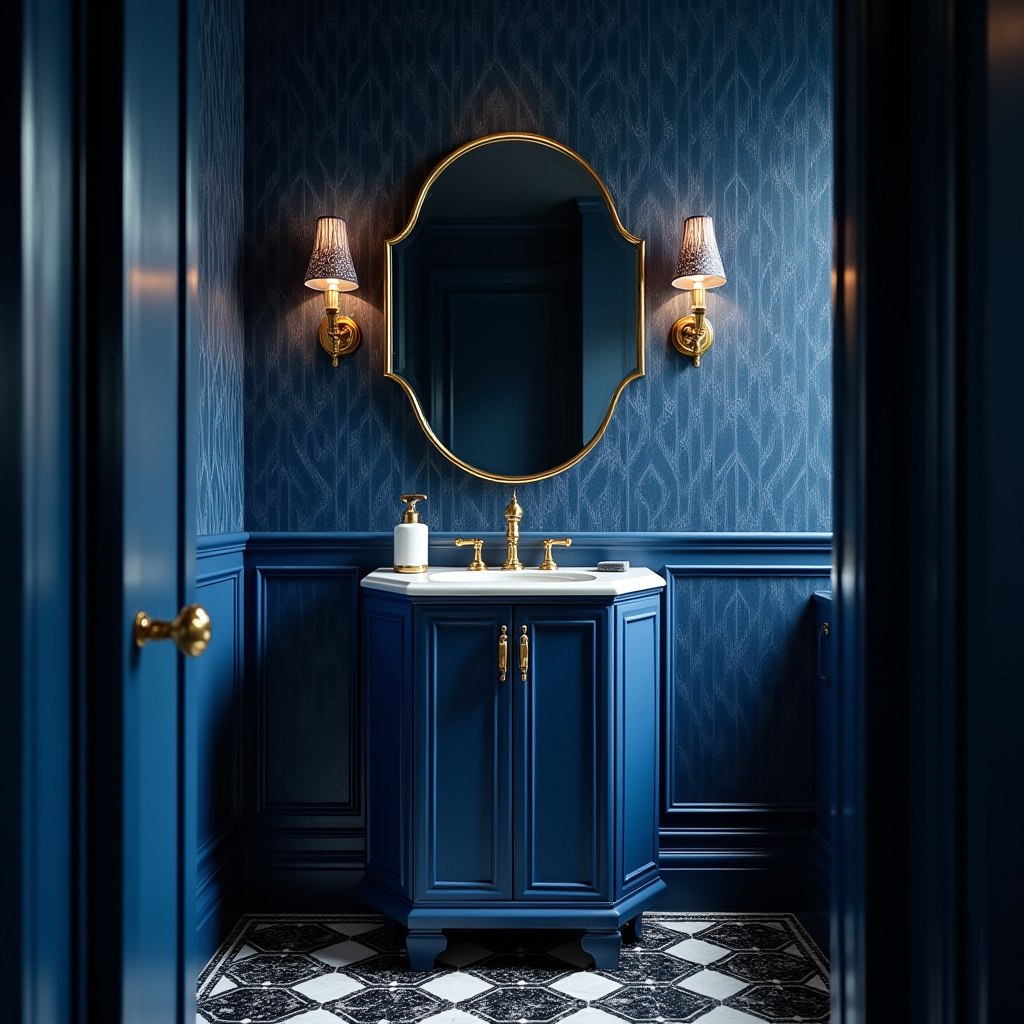 small blue bathroom art deco
