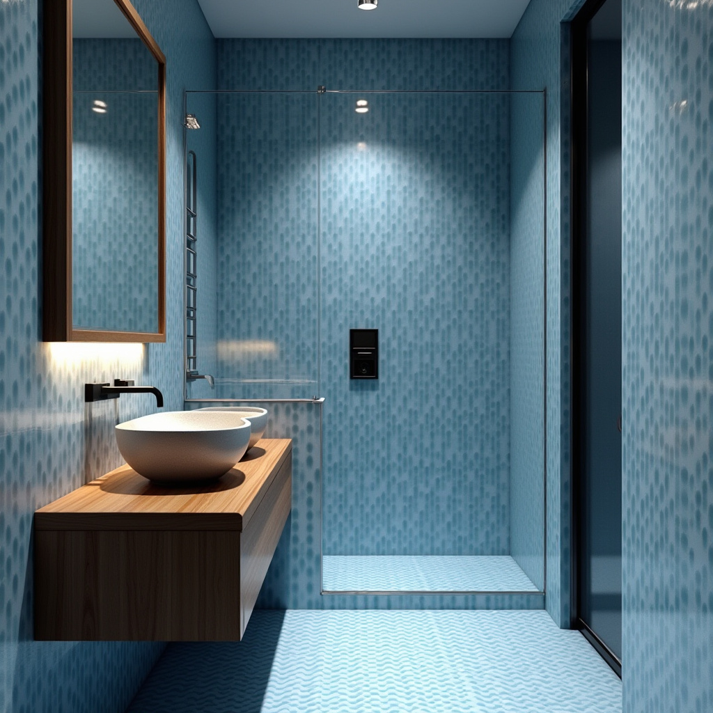 small blue bathroom zen design