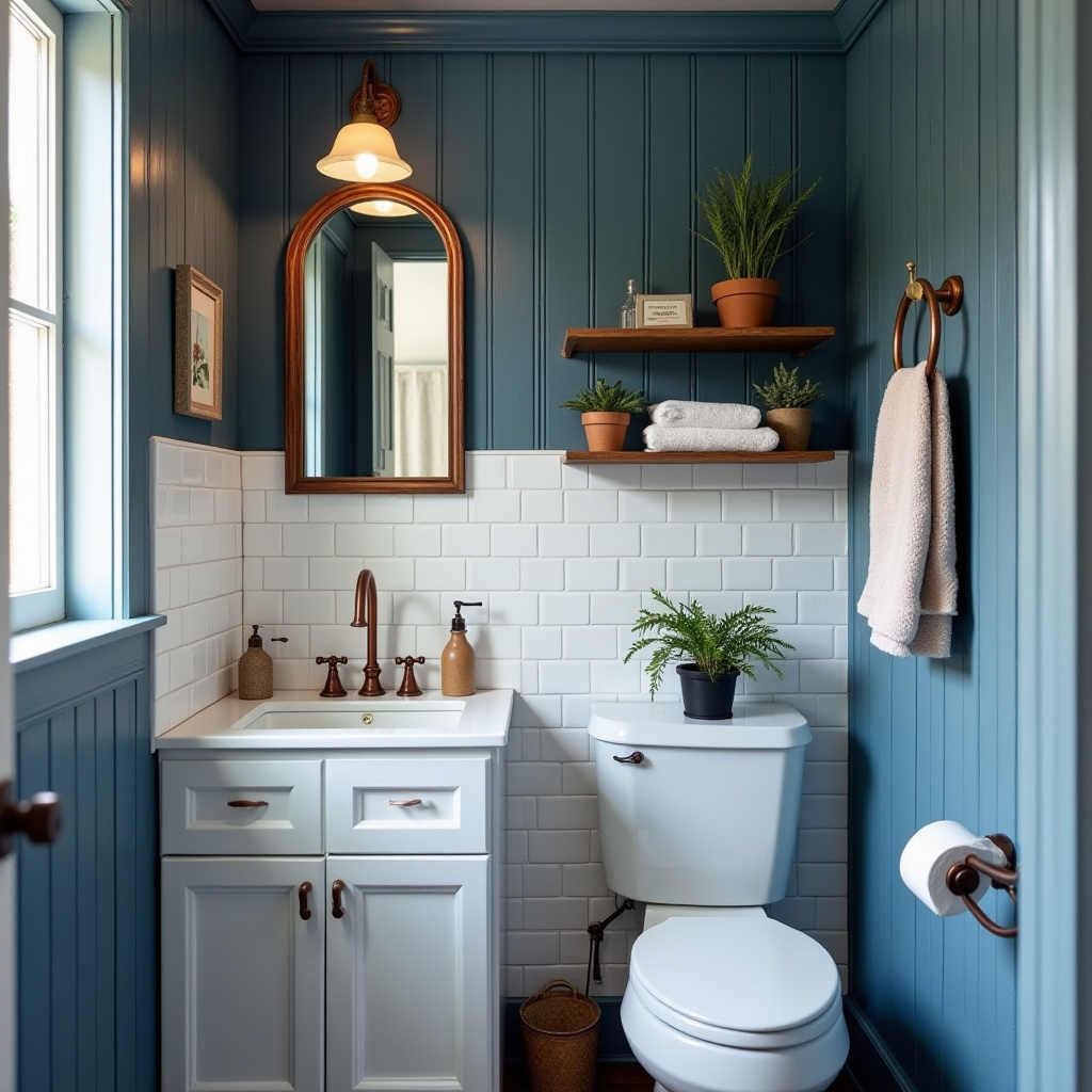 small blue bathroom farmhouse design