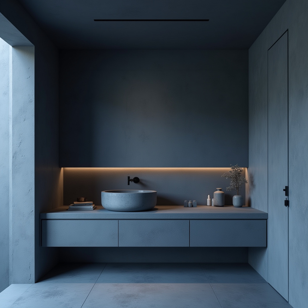 small blue bathroom monochromatic design
