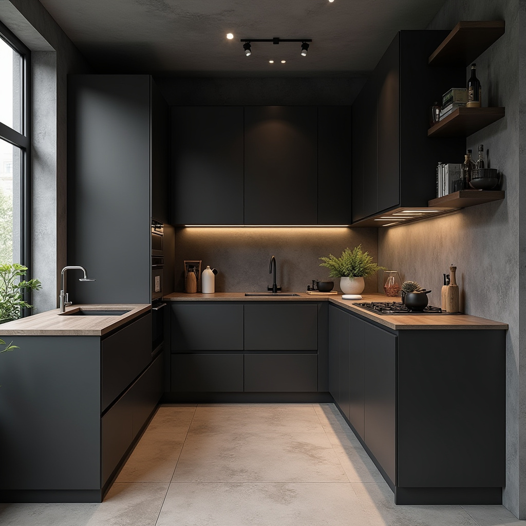 modular compact black kitchen