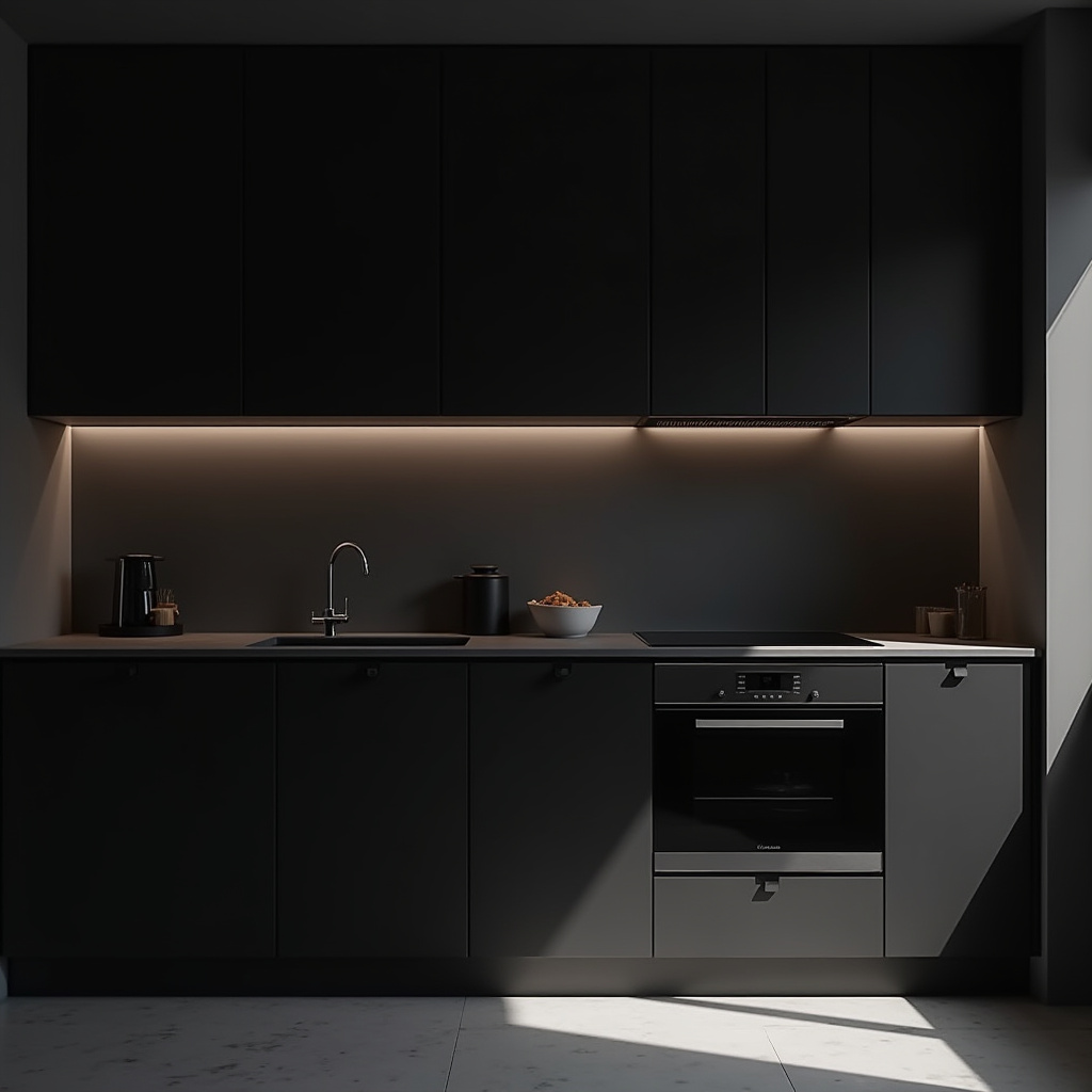 handleless black kitchen