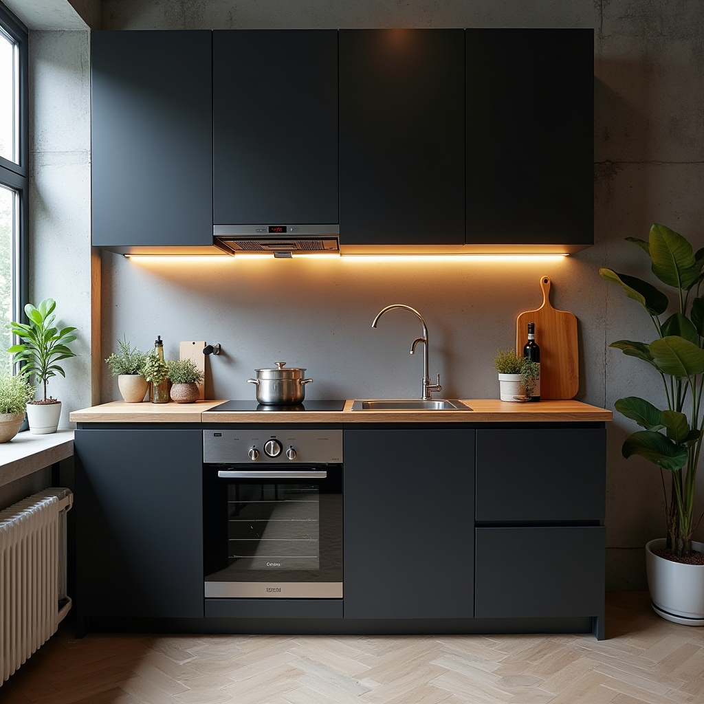 urban micro kitchen with magnetic panels