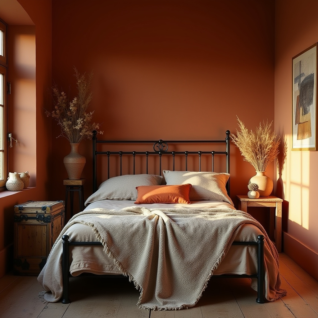small bedroom paint colors rustic terracotta