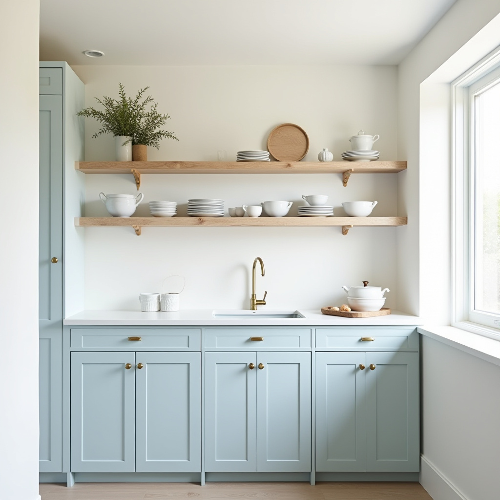 Coastal-inspired single wall kitchen