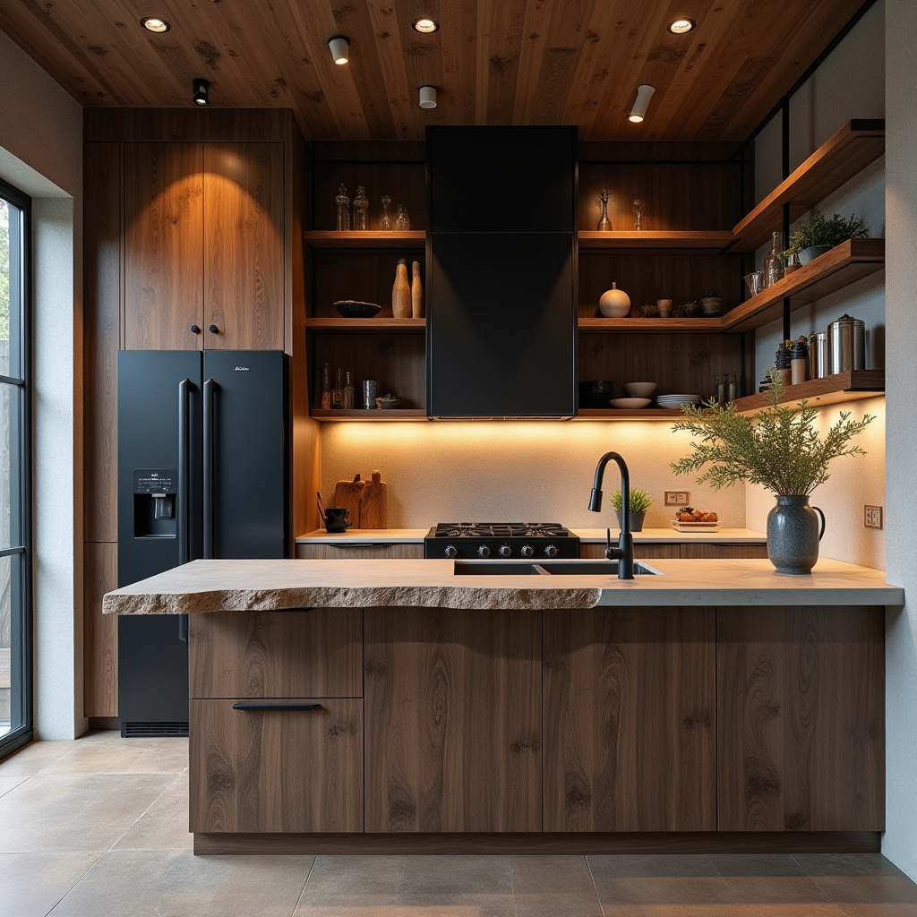 Rustic modern single wall kitchen
