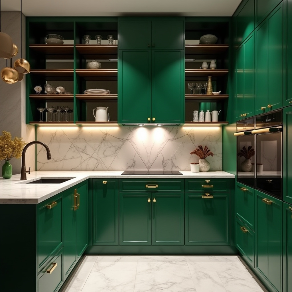 Art deco-inspired single wall kitchen