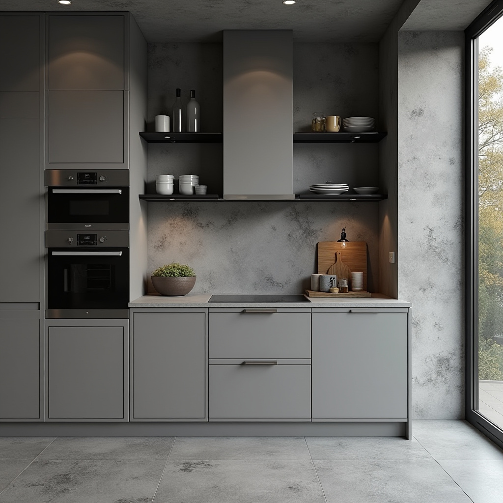 Monochromatic grey single wall kitchen