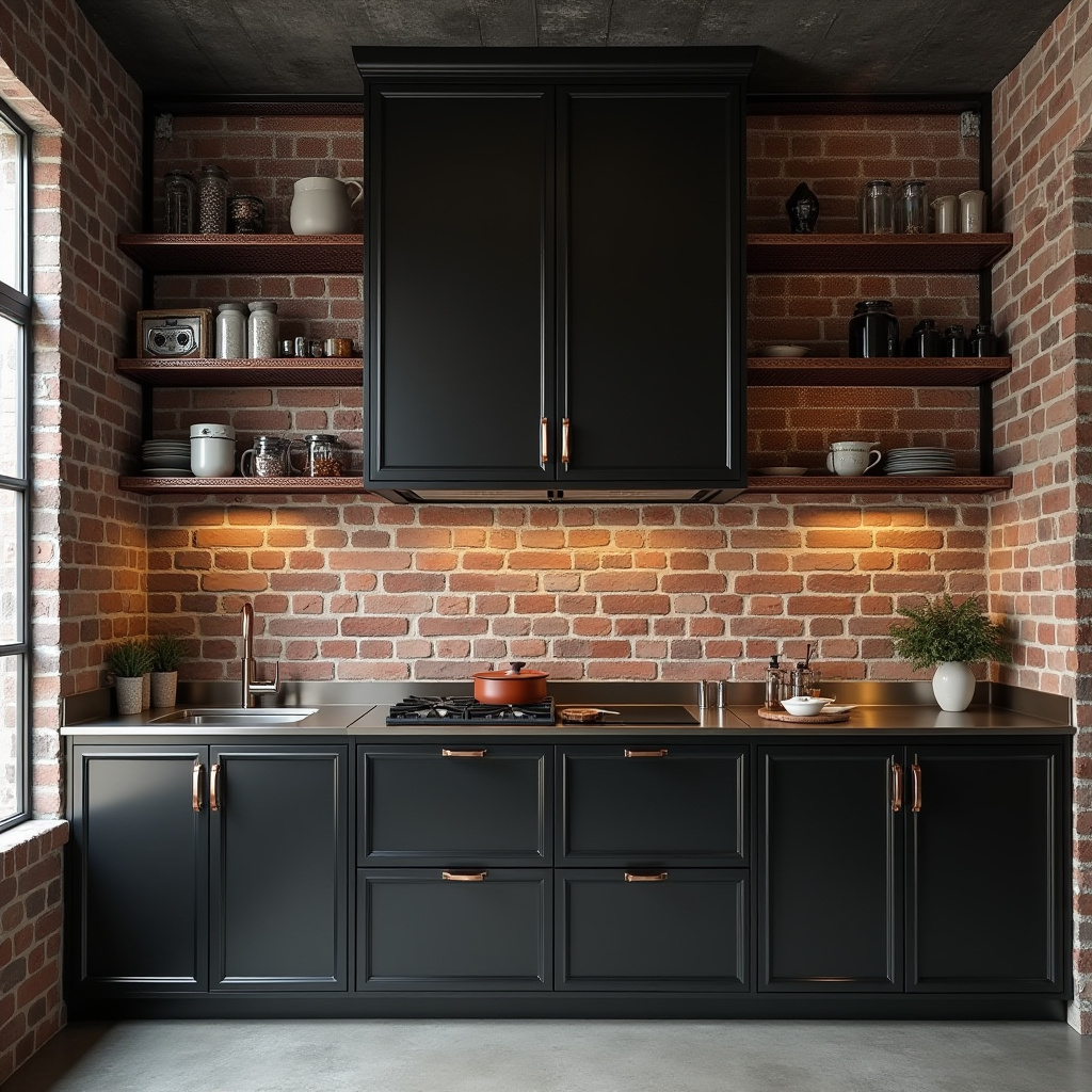 Industrial chic single wall kitchen