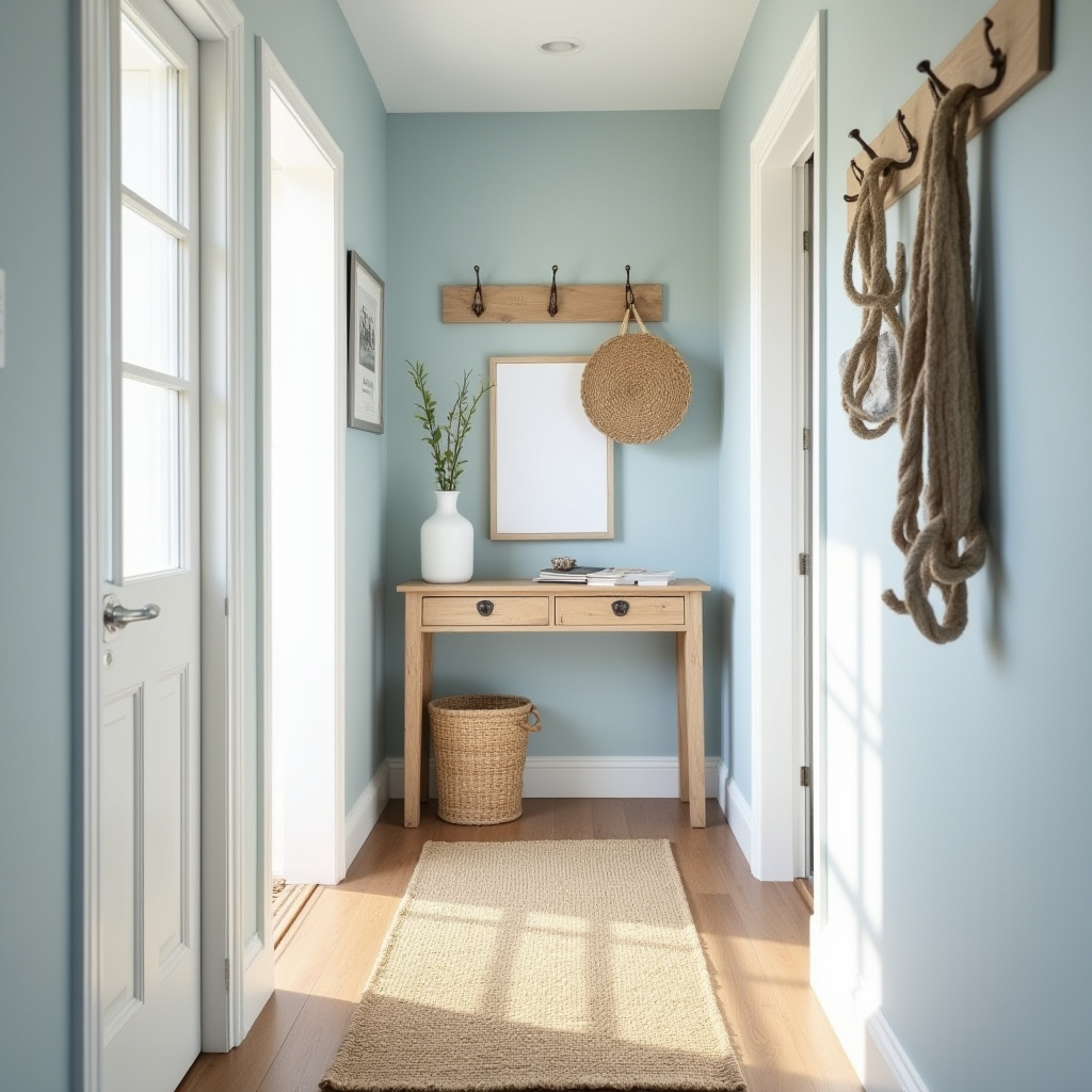 Coastal-inspired hallway