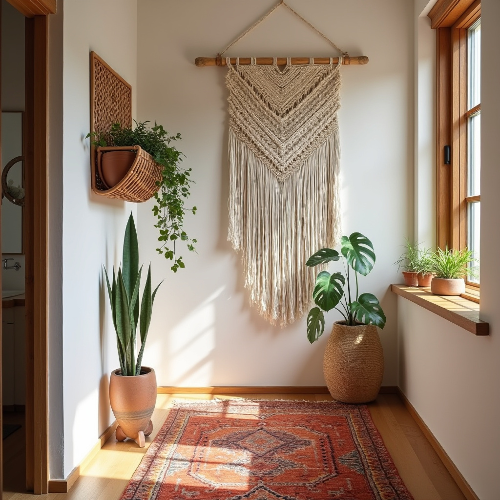Bohemian hallway with macramé