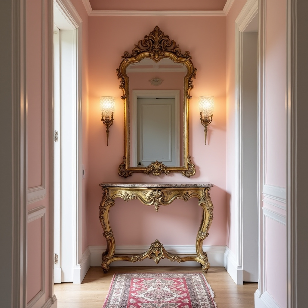 Hallway with gilded mirror and marble console