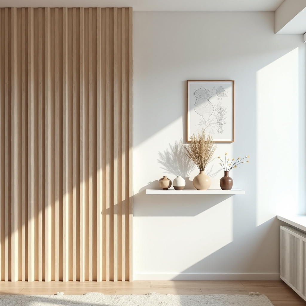 Vertical wooden slat accent wall