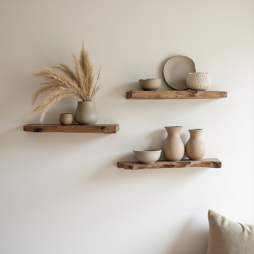 Live edge wooden shelves