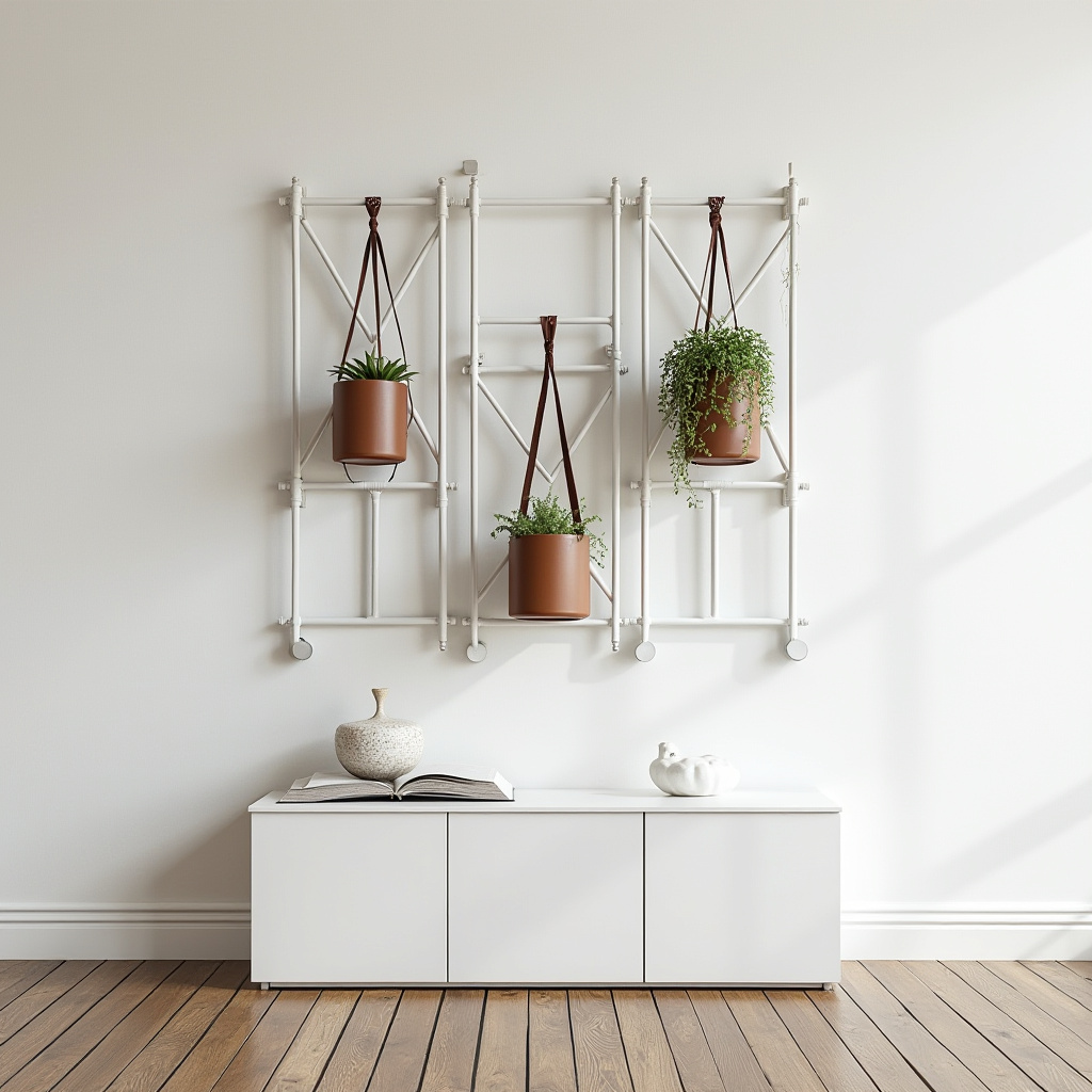 Modular white metal wall grid