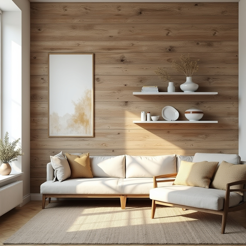Reclaimed wood plank wall