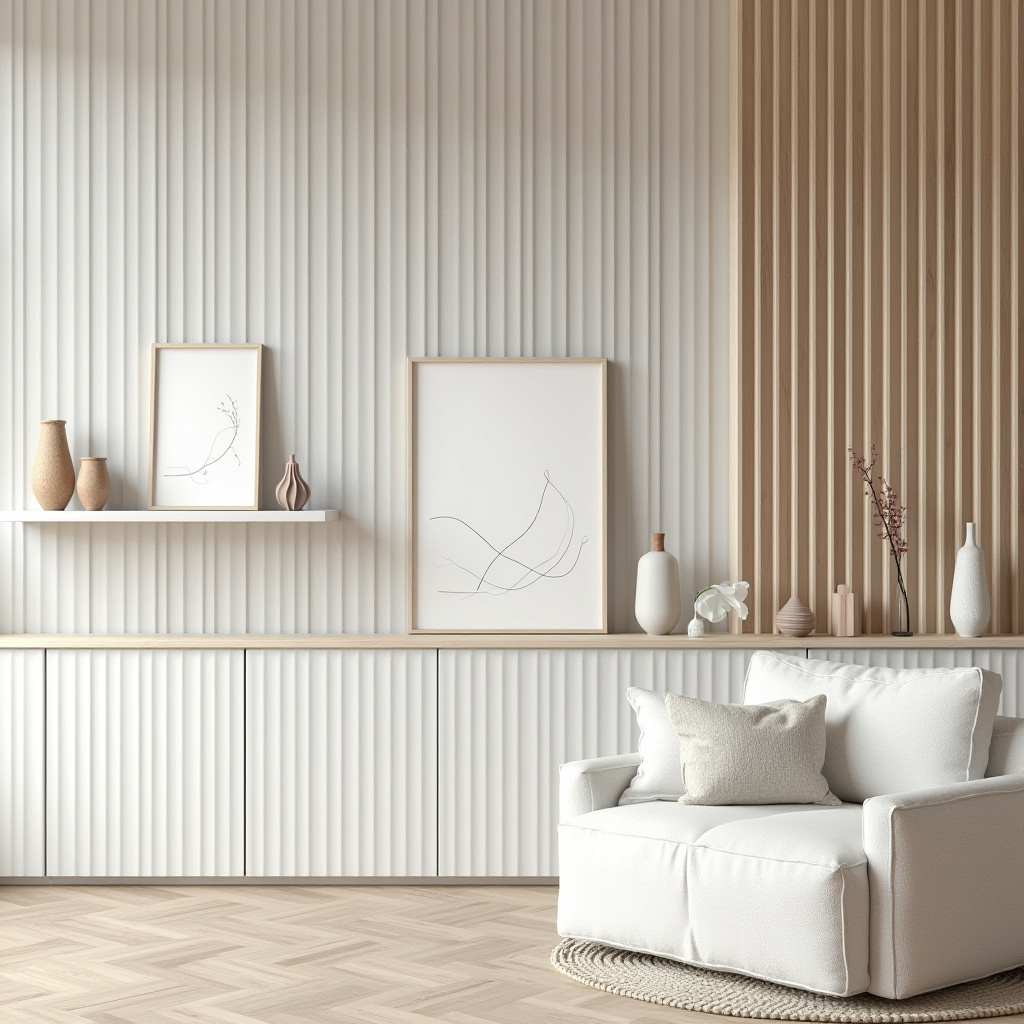 Vertical birch slat accent wall