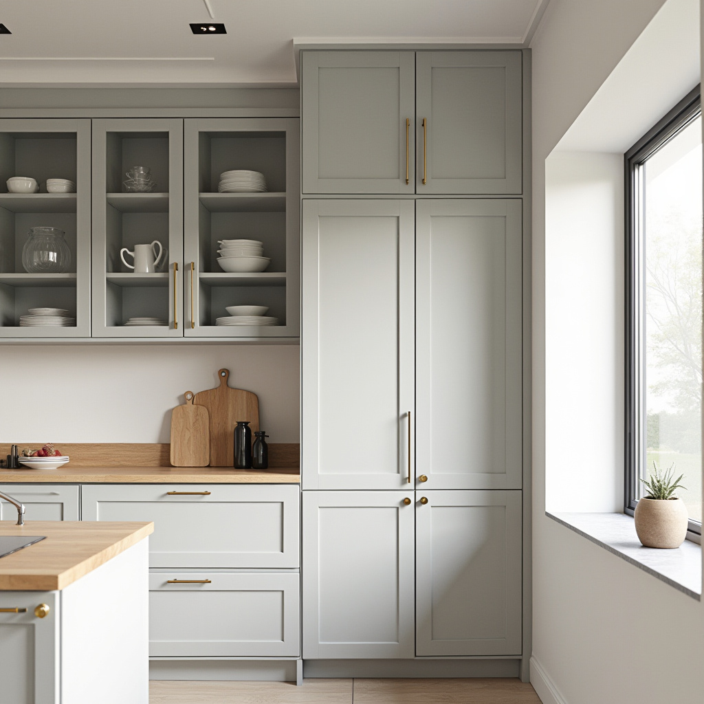 Scandinavian kitchen cabinets with glass fronts