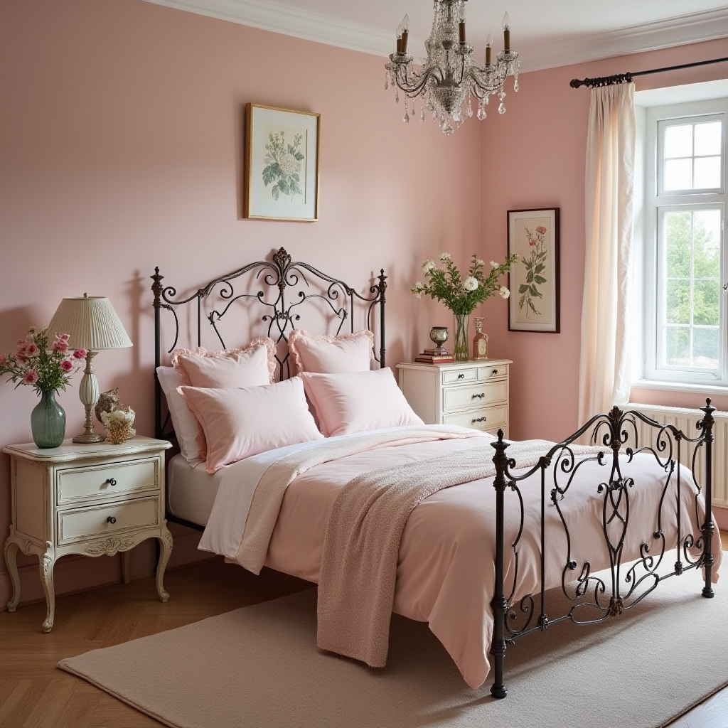 French provincial dusky pink bedroom