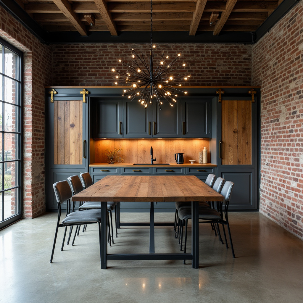 industrial metal and wood dining cabinets