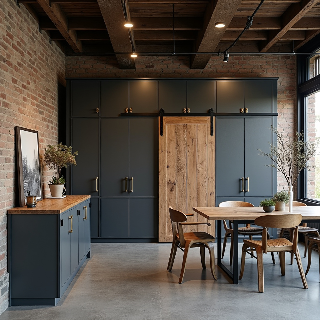 loft style dining room cabinets