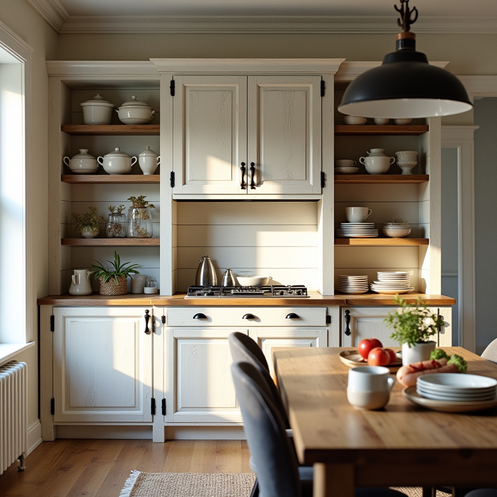 distressed farmhouse dining cabinets