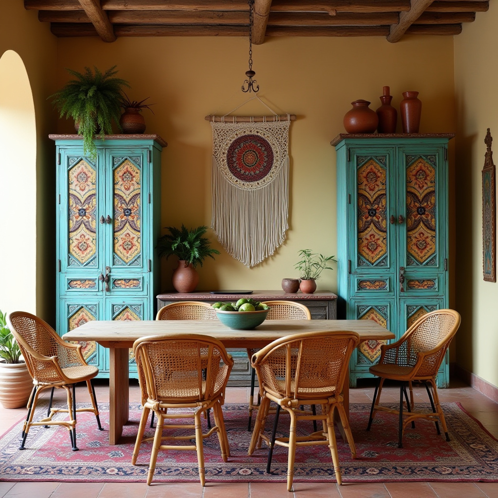 bohemian hand-painted dining cabinets
