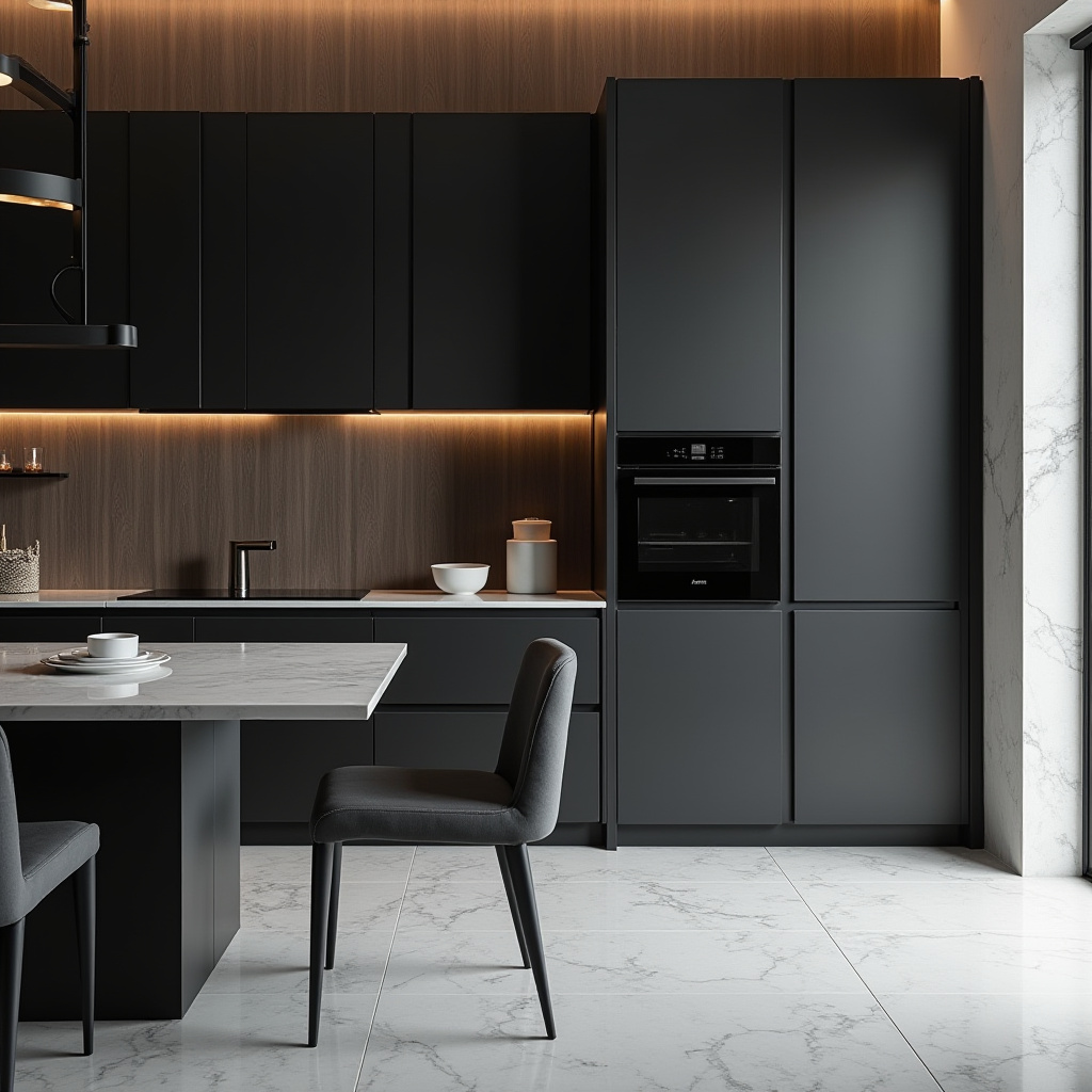 matte black modern dining cabinets