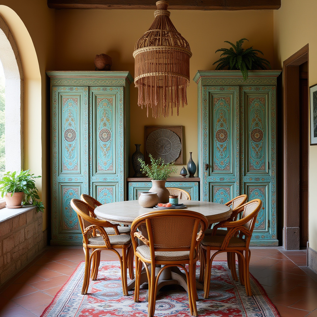 bohemian eclectic dining room cabinets