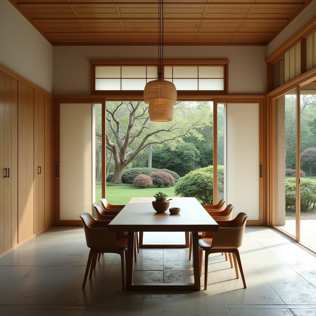 Japanese-inspired bamboo dining cabinets