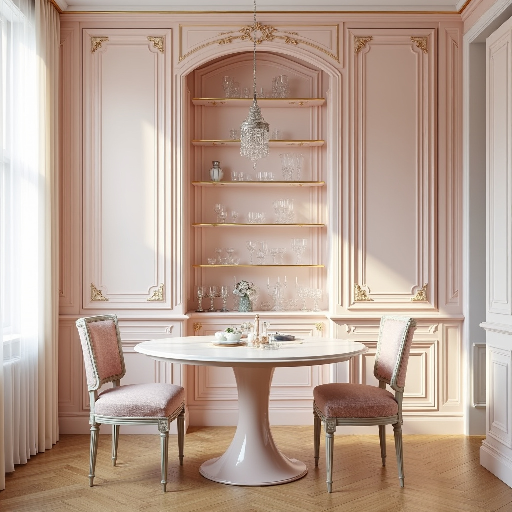 elegant blush pink dining room cabinets