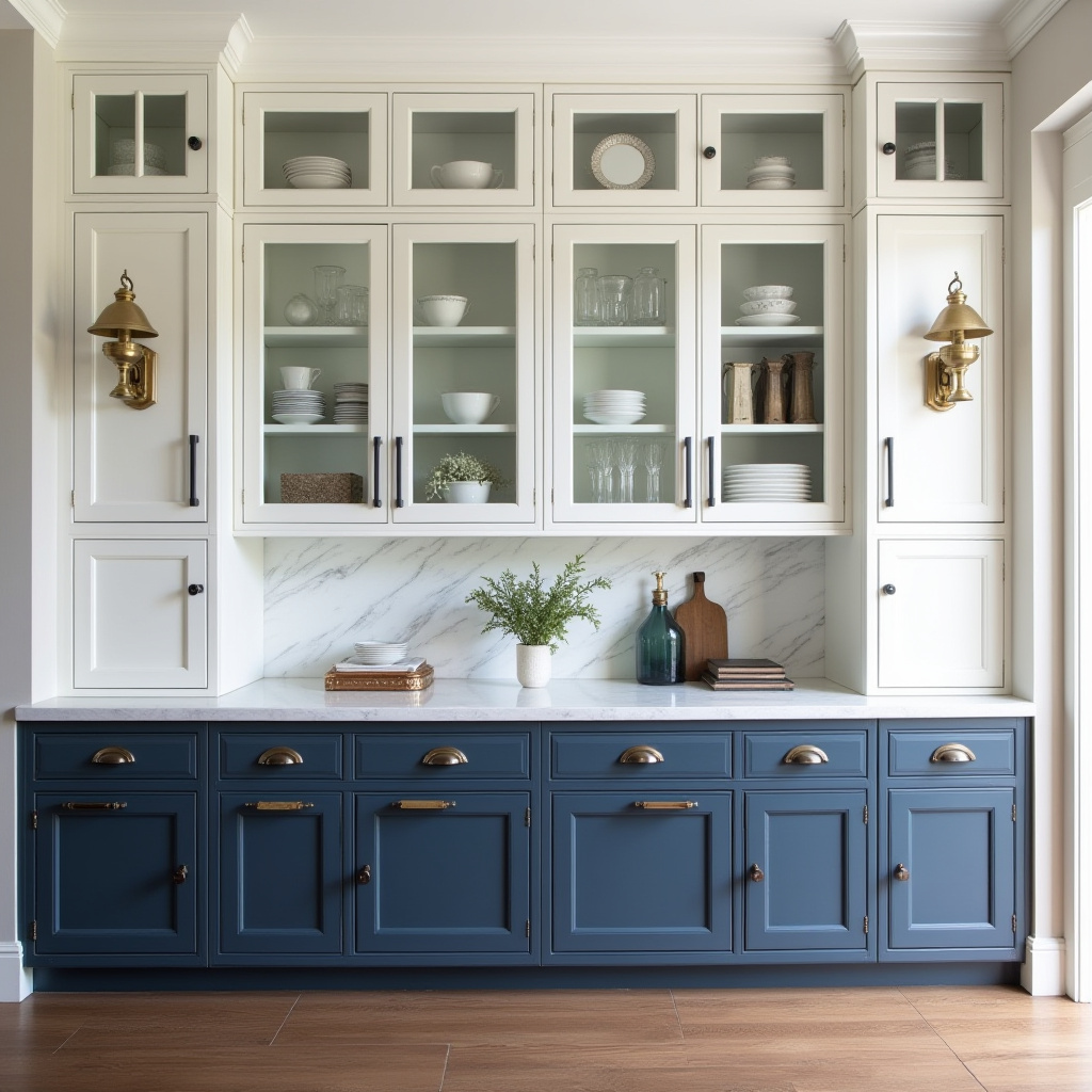 two-tone transitional dining cabinets