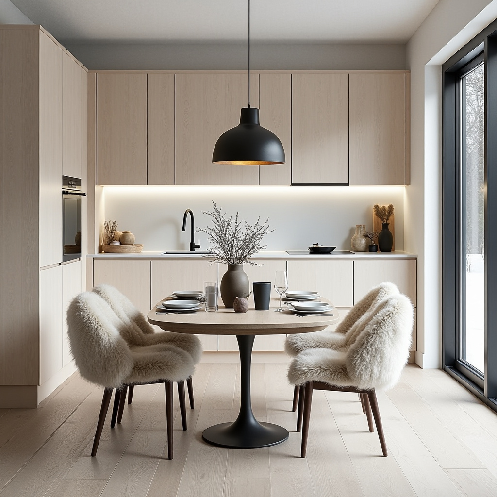 Scandinavian birch dining cabinets