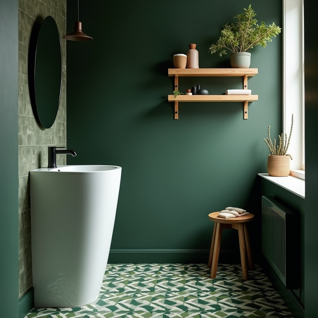 Scandinavian dark green bathroom