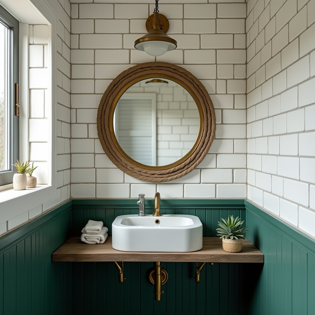 coastal dark green bathroom