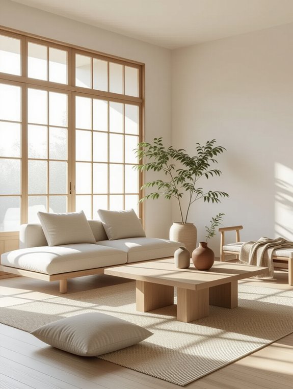 bright airy Japandi living room