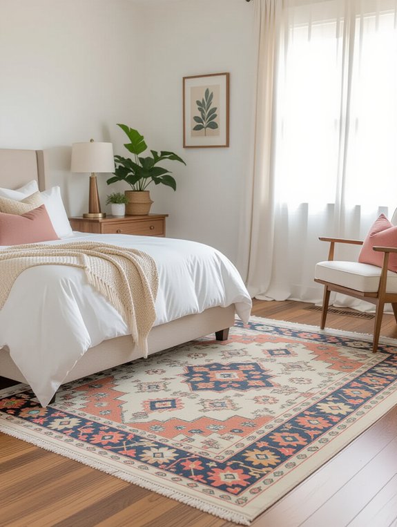cozy rug enhances bedroom warmth