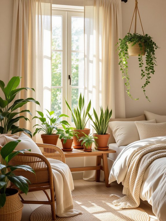 indoor plants in bedroom