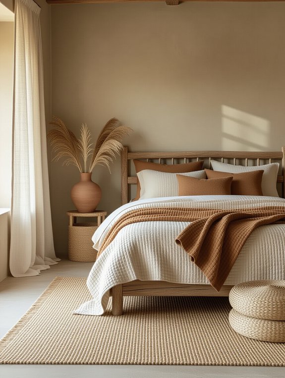 layered textures in bedroom
