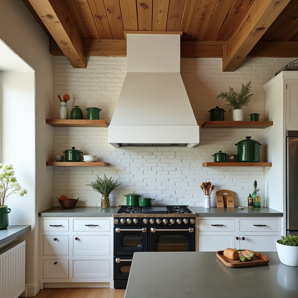 Kitchen with soapstone countertops and open shelving