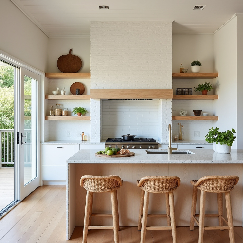 Kitchen with terrazzo countertops and indoor-outdoor flow