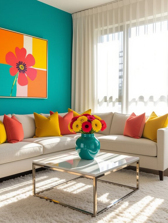 vibrant color accents enhance