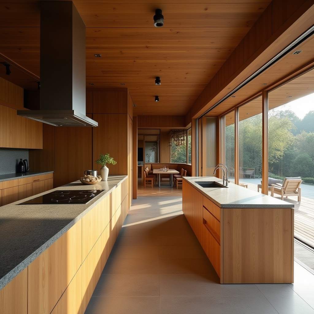 Japanese-Inspired Minimalist Brown Kitchen