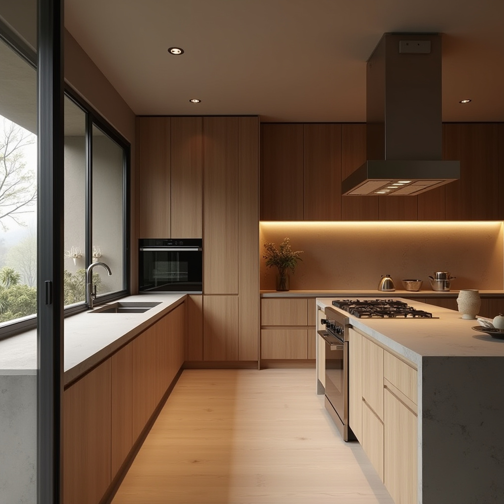 Zen Minimalist Brown Kitchen